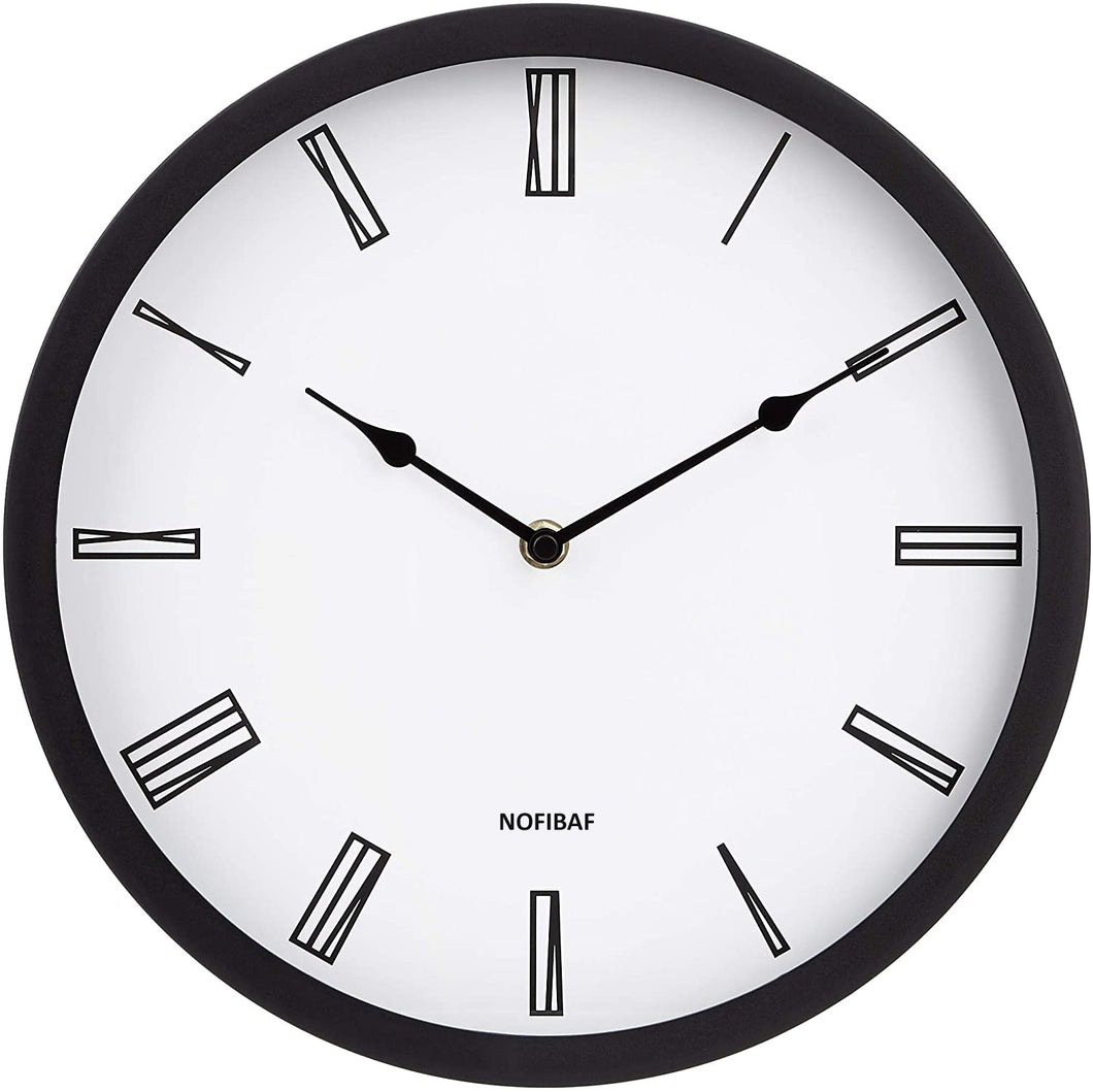 NOFIBAF Wall Clock Silent Non Ticking - Quartz Battery Operated Round Easy to Read Home/Office/Classroom/School Clock