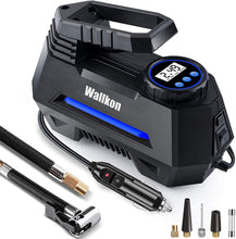 Load image into Gallery viewer, Wallkon Air Compressor Tire Inflator with Digital Pressure Gauge with Emergency LED Light for Car, Bicycle, Balloons and Other Inflatables
