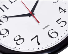 Load image into Gallery viewer, Hualayou Black Wall Clock Silent Non Ticking - 10 Inch Quality Quartz Battery Operated Round Easy to Read Home/Office/Classroom/School Clock
